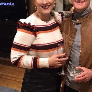 Striped sweater with ruffle sleeve